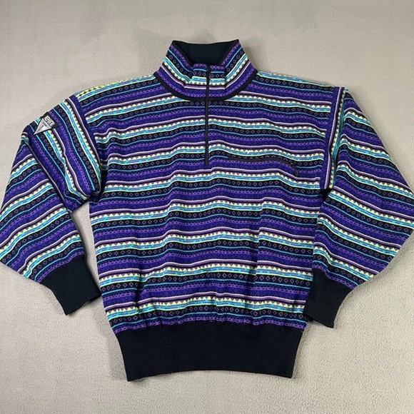 Sweaters - EIR Sports Sweater 1/4 Zip‎ Unisex Medium Gore XCR Fair Isle 80s Vintage Lined